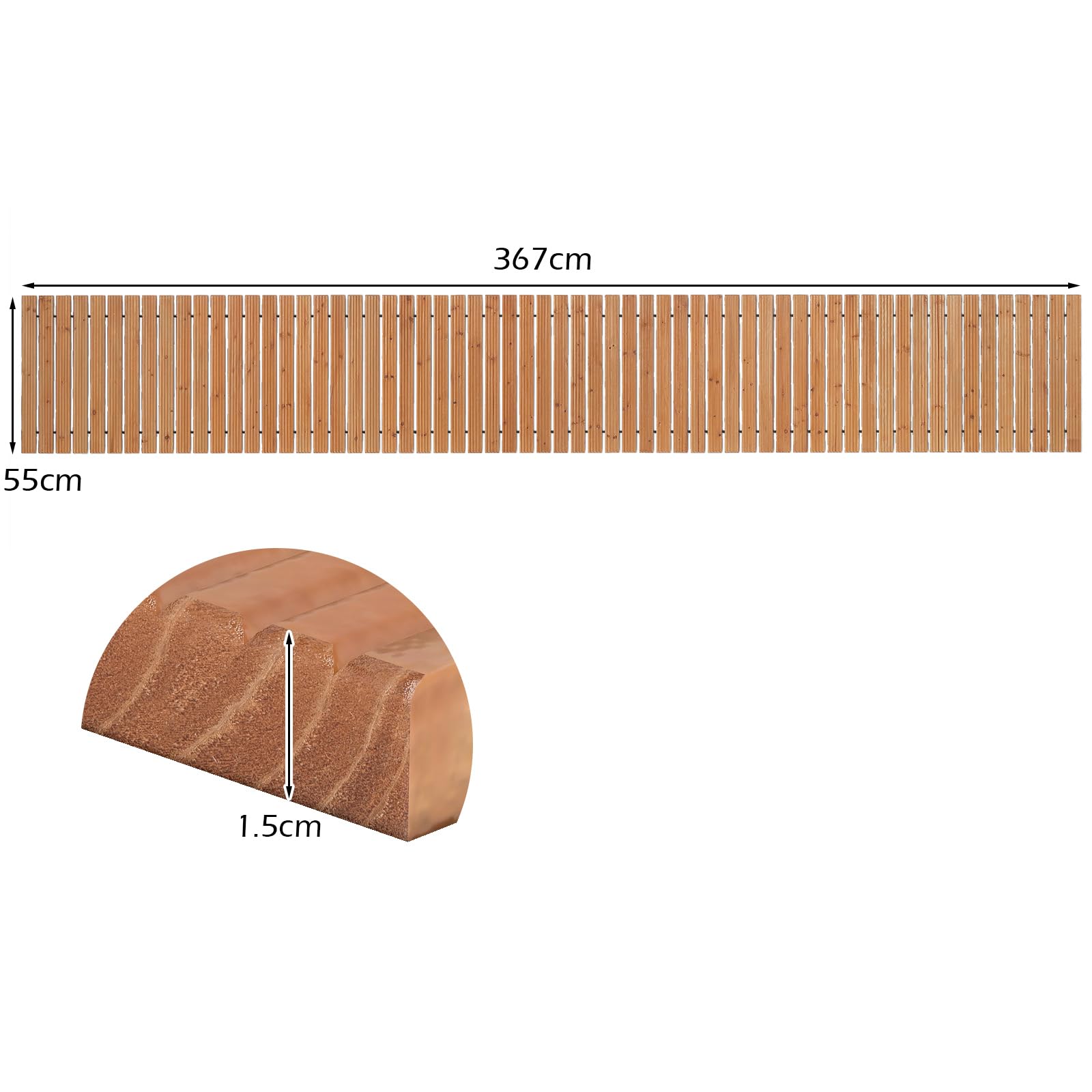 GYMAX Passerella da Giardino, Sentiero Arrotolabile in Legno di Abete da Esterno, Collegamento con Filo di Acciaio, Resistente Percorso Antiscivolo per Cortile e Terrazzo 367 x 55 x 1,5 cm (Naturale)