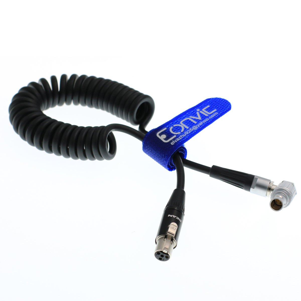 Eonvic Tvlogic Power Cable for Arri RED Epic HD-SDI 4pin Mini XLR to 0B 2 pin Connector (Right Angle)