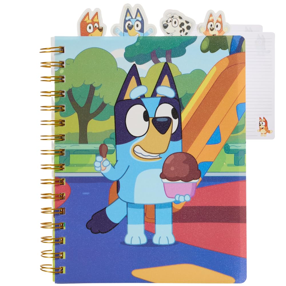 Bluey Tab Journal Notebook, Spiral Bound, 96 Lined Pages, 8 x 7 inches