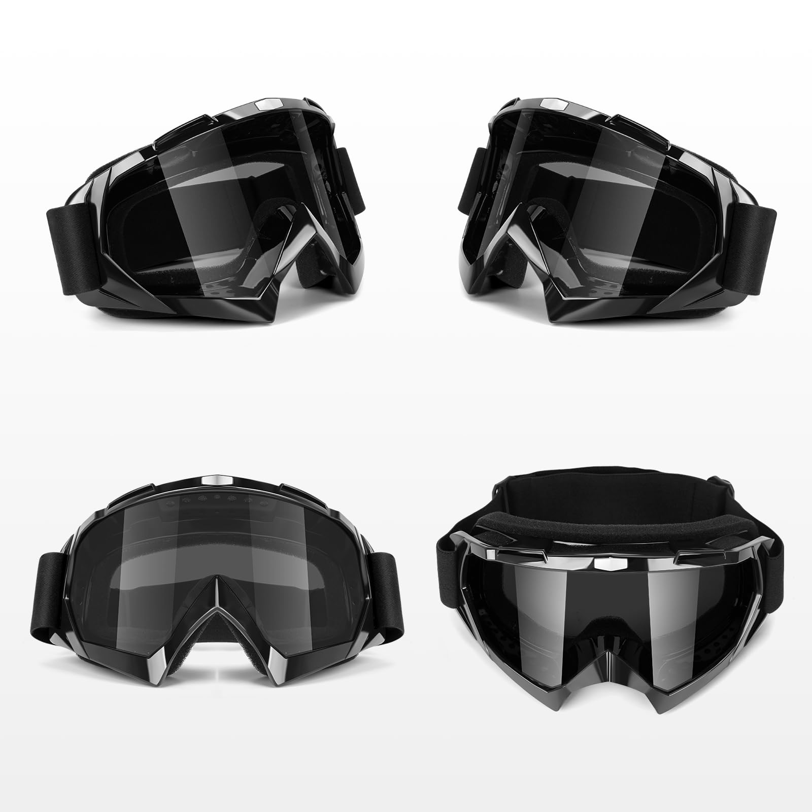 Lievermo Occhiali da moto ATV Dirt Bike, confezione da 2, per motocross, motocross, casco UTV, occhiali antipolvere