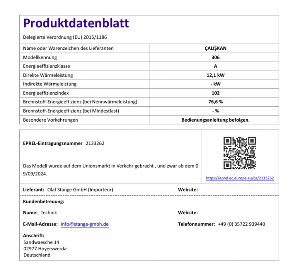 Holzherd Modell 306 mit Backfach+Herdplatte - 12,10 kW