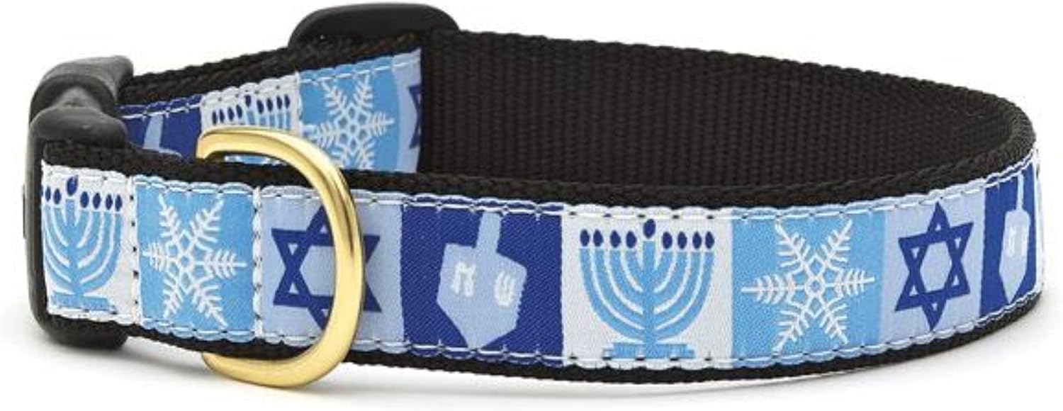Up Country Hanukkah Holiday Dog Collar (Large (15 to 21 inches) 1 inch Wide Width)