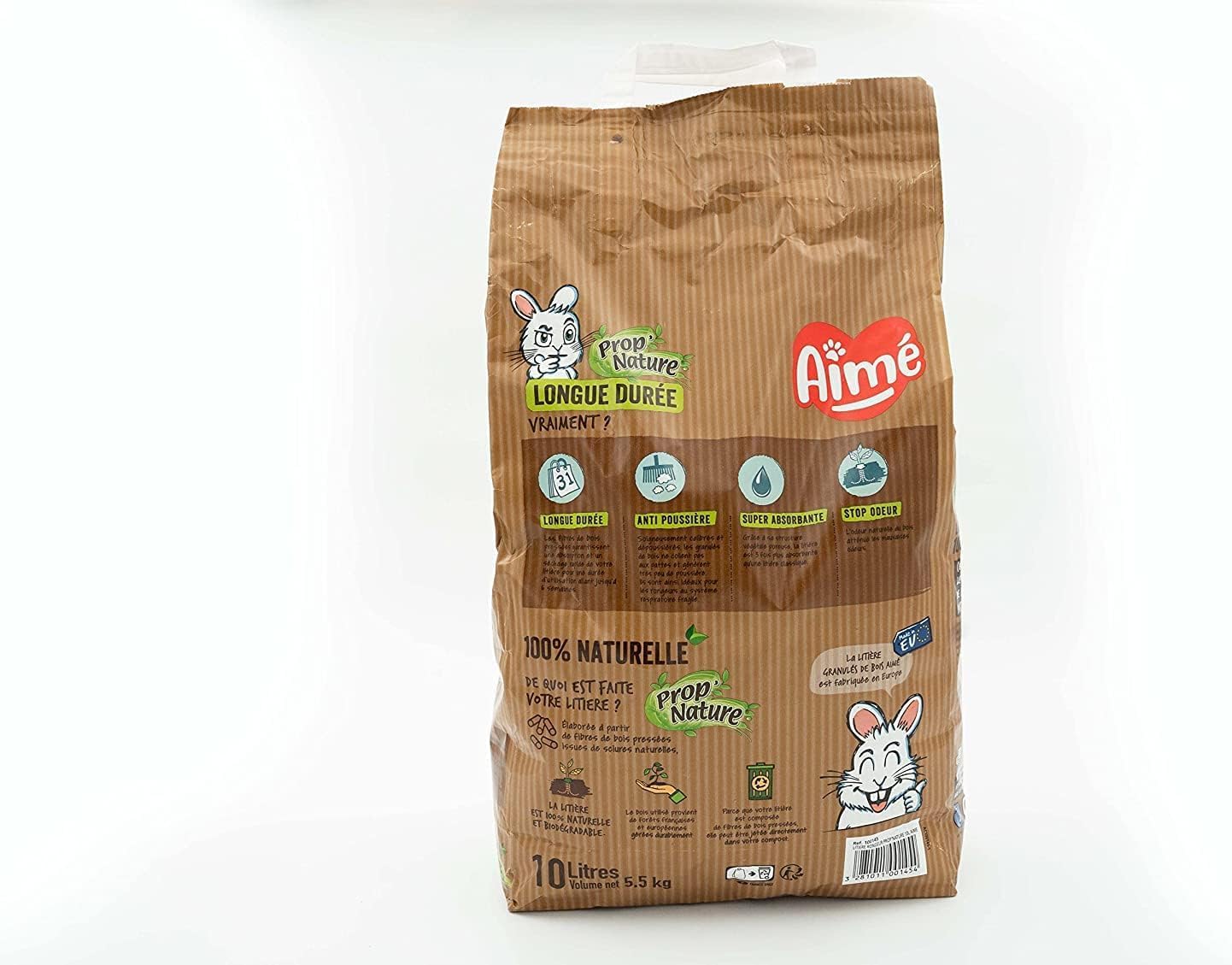 Aimé Lecho Para Conejos PROP'NATURE 10L – Arena De Pellets De Madera Súper Absorbente, Natural Y Biodegradable – Neutraliza Olores, Ideal Para Roedores