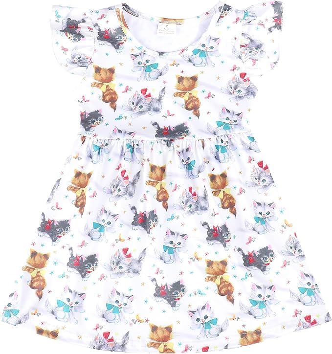 Toddler Girl Casual Dress Bow Print Ruffle Bottom Casual Dress Summer Clothes 2-8Y - Image 2