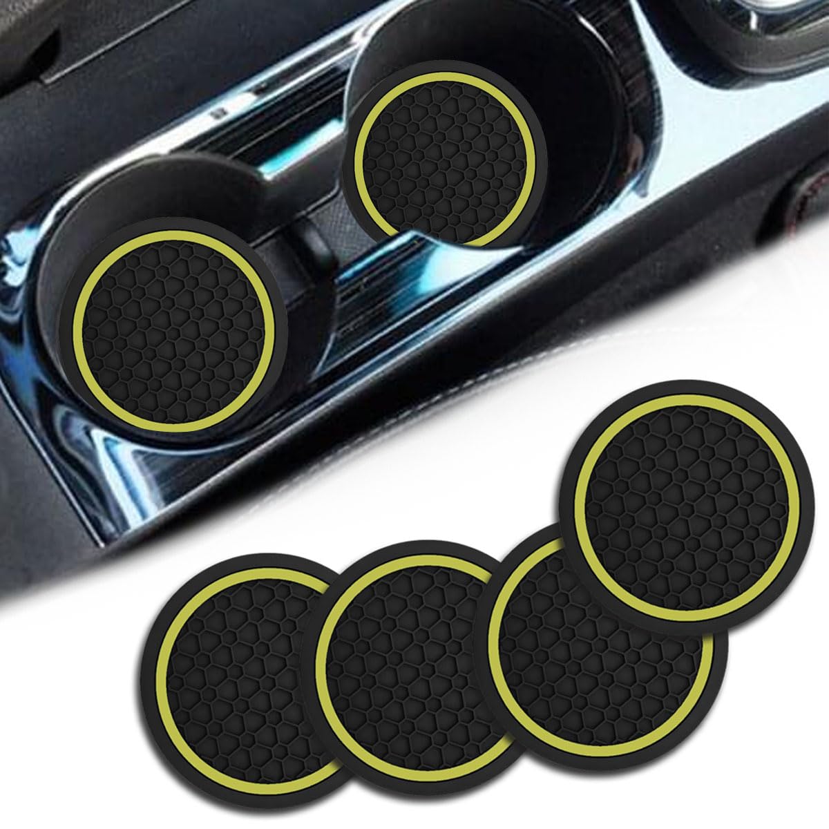 4PCS Car Cup Holder Coasters, Dustproof Automotive Interior Accessories Mat,2.75 Inch Non-Slip Insert Water Bottle Holder Pads, Universal for Vehicles
