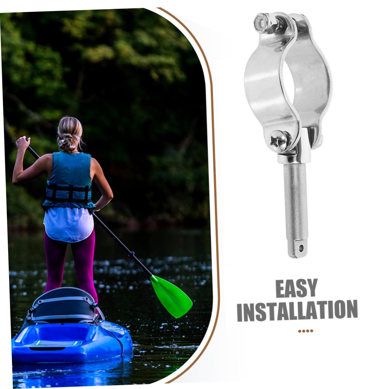 TOYANDONA 2 Stück Edelstahl Paddelhalter für Kajak und Boot, Silber