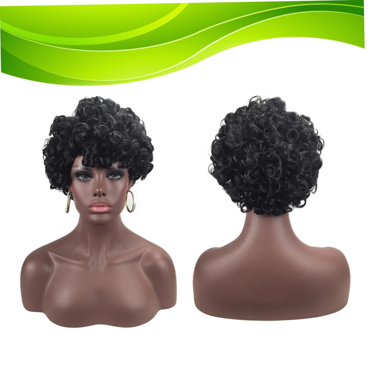 FOMIYES Lot De 2 Perruques Courtes Et Bouclées Pour Femme Longueur Niveau De La Mâchoire Pour Un Usage Quotidien Et Les Fêtes