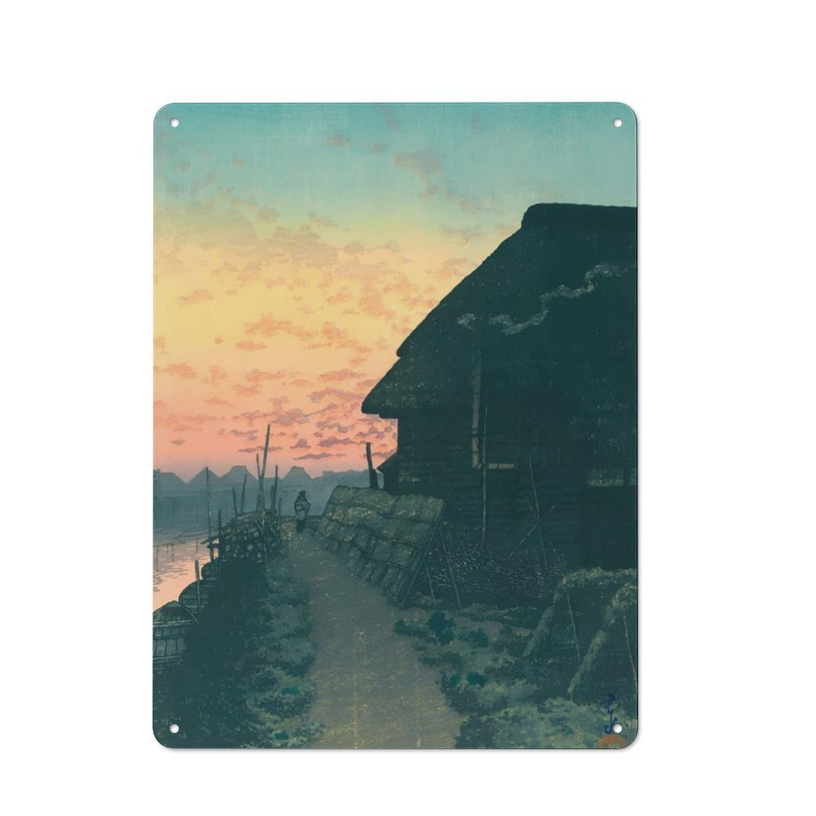 Junmoney Sunset Landscape For Garden Room Or Summerhouse, Vintage Tin Sign 40X30cm, For Display In Garden Rooms And Summerhouses