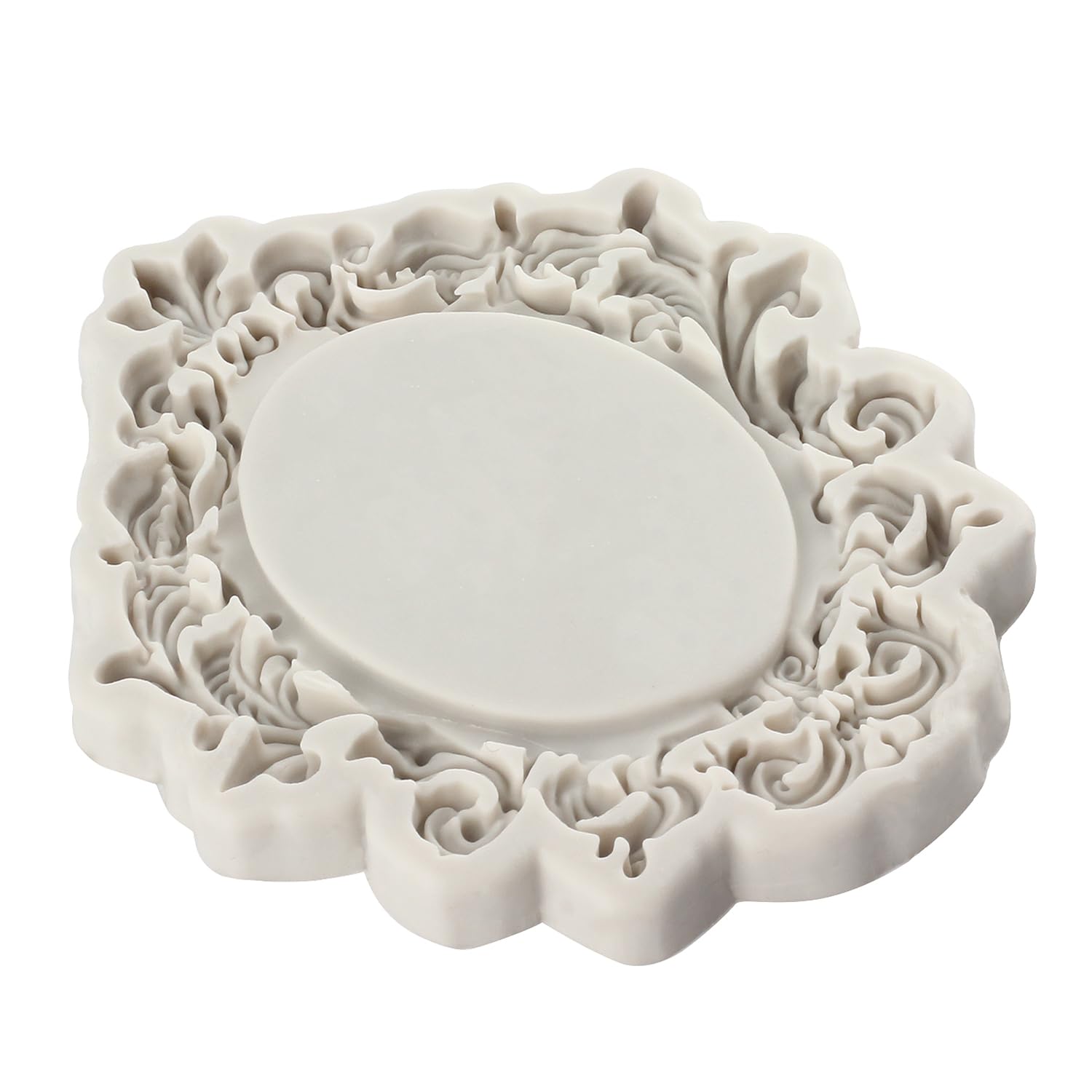 Silikonformen Für Fotorahmen Im Barock-Stil | 4-teilig, Lebensmittelecht | Für Schokolade, Fondant, Polymer-Ton | Größen: Quadratisch, Oval, Rechteckig, Rund