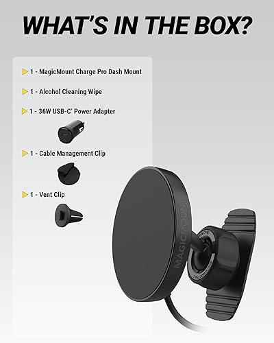 Miniatura 8 de Scosche MPQTRDV Qi2 MagSafe - Cargador de coche de 25 W de carga inalámbrica rápida para ventilación o tablero, soporte magnético para teléfono