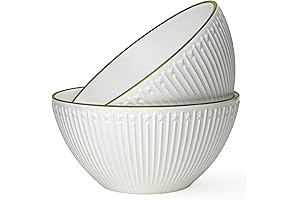 Salad Bowls 8 inch, Large Serving Bowls 65 oz, Embossed Stripes &...