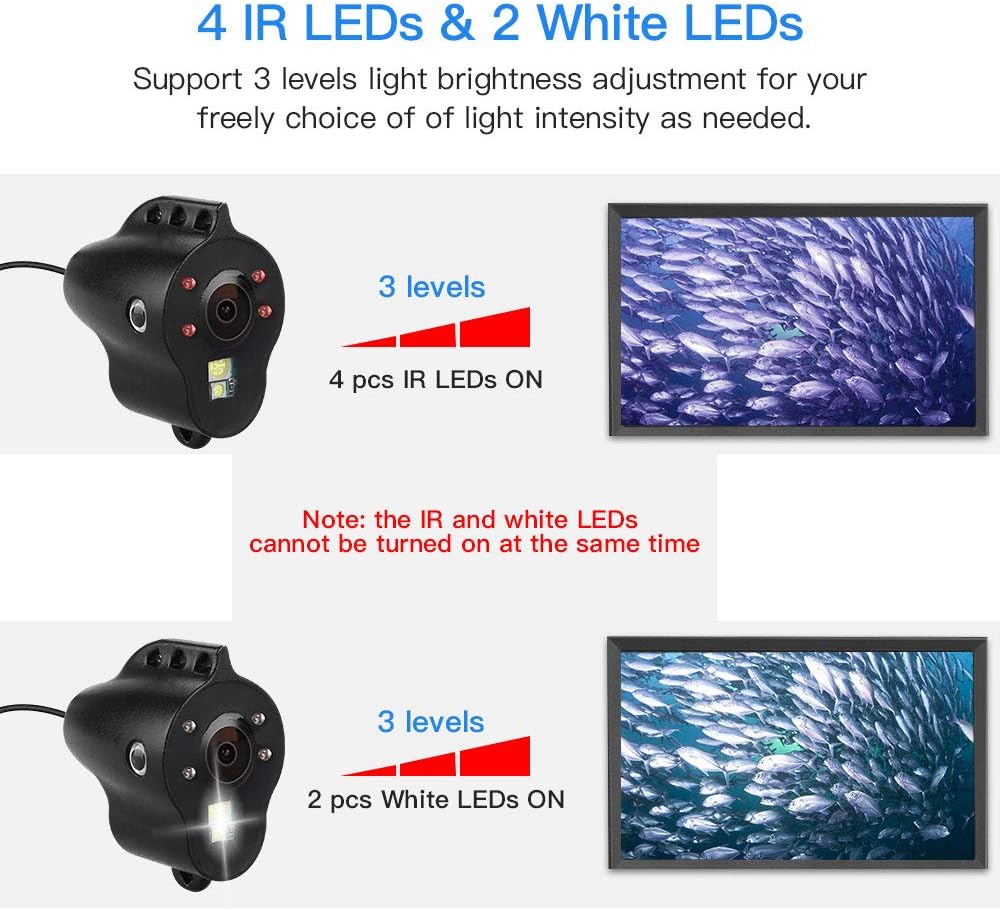 Fеаturеd Prоduсt MOOCOR Underwater Fishing Camera HD 1000 TVL 5 Fish Finder Video CAM White Infrared Night Vision LED DVR 8GB for for Ice Lake Sea Boat Kayak Fishing (98ft)