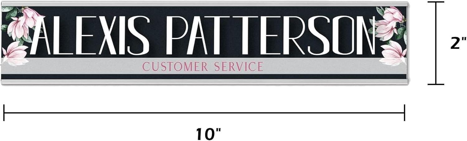 Infusion Personalized Office Door Full Color Nameplate (10 x 2", White with Flowers)