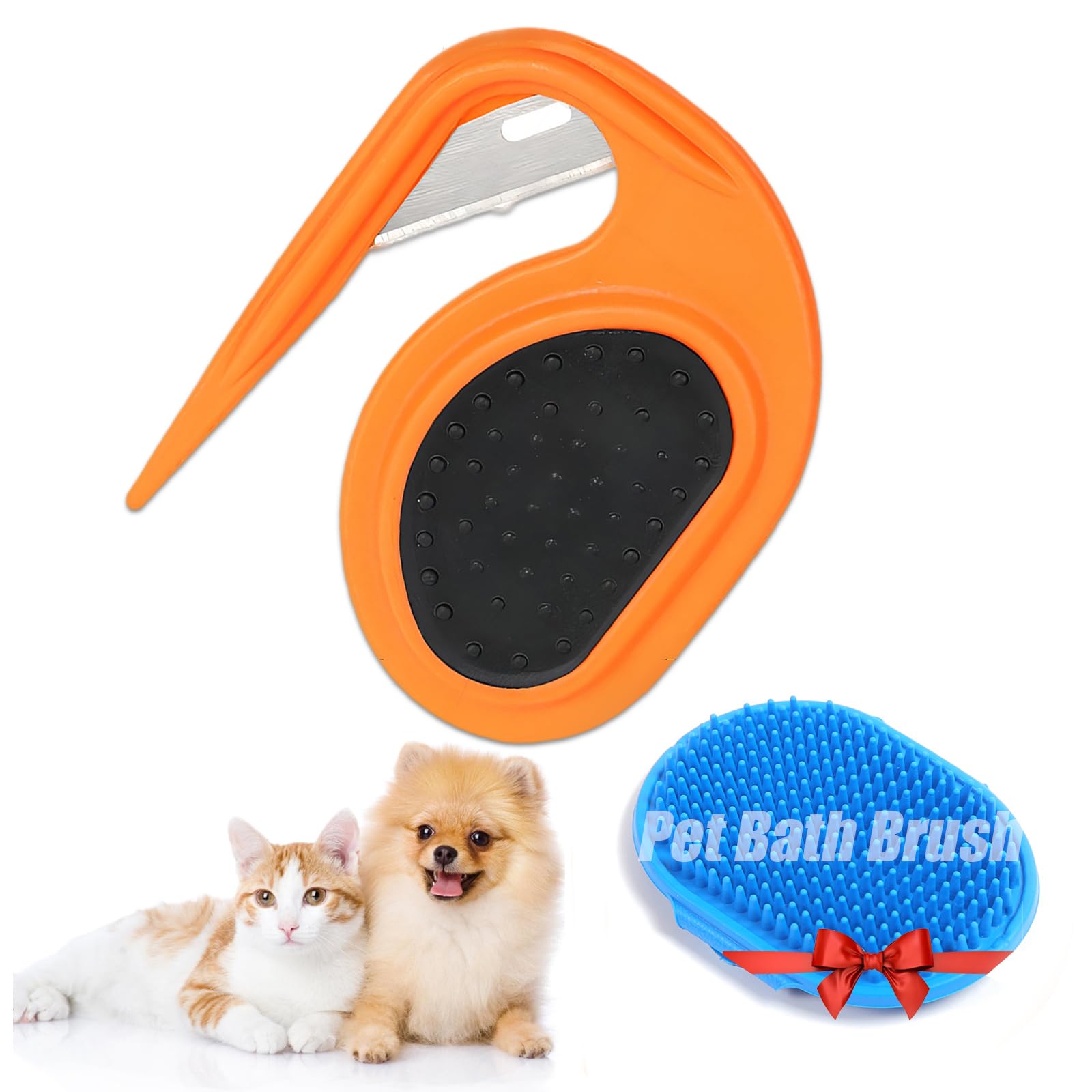 4 peines para anudar gatos, peine de nudos para mascotas, peine de nudos para perros, peine de nudos para mascotas, herramienta de aseo para mascotas para eliminar el pelo enredado (1 unidad, naranja