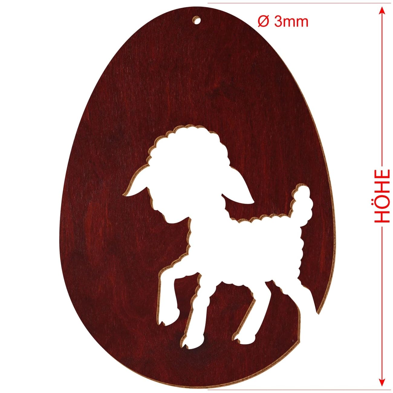 V2 - Uova di Pasqua in legno colorato, in mogano, decorazione per Pasqua, motivo uovo di Pasqua 11, altezza (dimensione): 44 cm di altezza