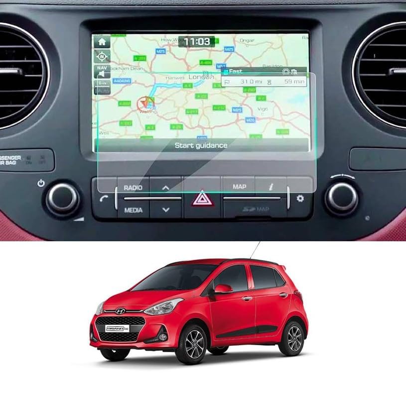 Image of Shatterproof Screen Protector Accessories Compatible With Hyundai Grand I10 7 Inch [2014-2019] Not a Tempered Glass [Transparent]