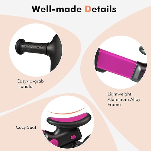 Miniatura 7 de BABY JOY Triciclo plegable 4 en 1 para niños pequeños triciclo plegable para niños bicicleta de equilibrio para bebés con mango de empuje ajustable