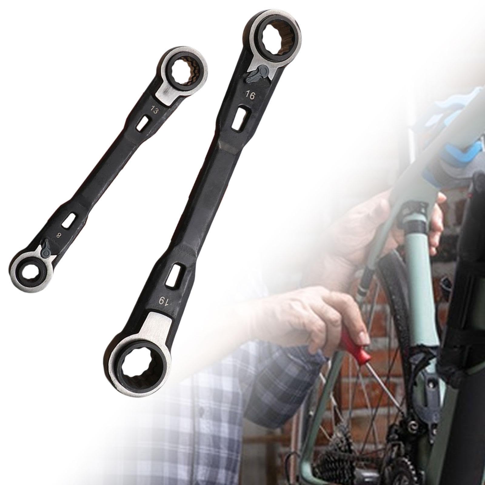 Baoblaze 2 Pieces Ratcheting Wrench Ratchet Box Wrench Metric Double End Multifunctional Auto Repair Tools for Bicycle Industrial DIY