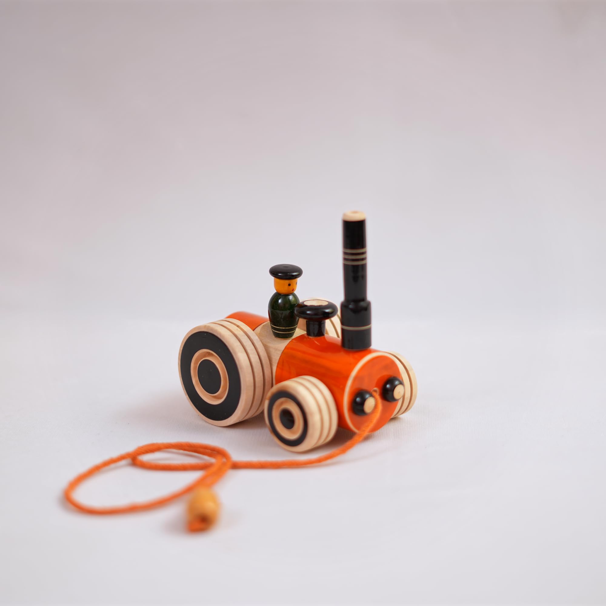 BAALVE™ Eco-Friendly Wooden Pull Toy Tractor for Kids 2+ - Handcrafted Wood Toy with Durable Pull String, Vibrant Design & Driver Figure - Enhances Motor Skills, Coordination, and Imaginative Play.-image-16