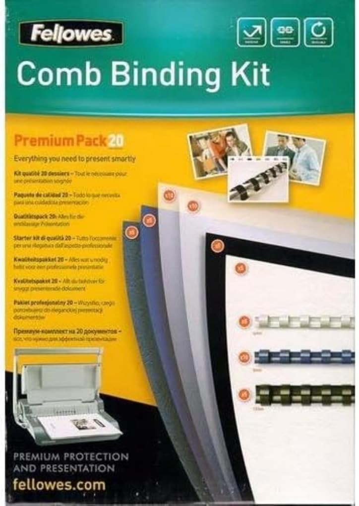 Fellowes 5627501 Star+ 150 perforelieur manuel par anneaux plastique usage modéré perfore 12 feuilles relie 150 feuilles & 5371801 Kit de consommables pour 20 reliures plastique
