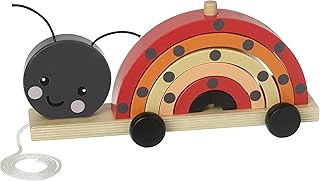 Ladybird Stacking Pull Along Toy - Animal Push and Pull Along Toys for 1 Year Olds, Wooden Stacking Toys - Montessori Toddler Wooden Toys - Early Development & Activity Toys by Orange Tree Toys