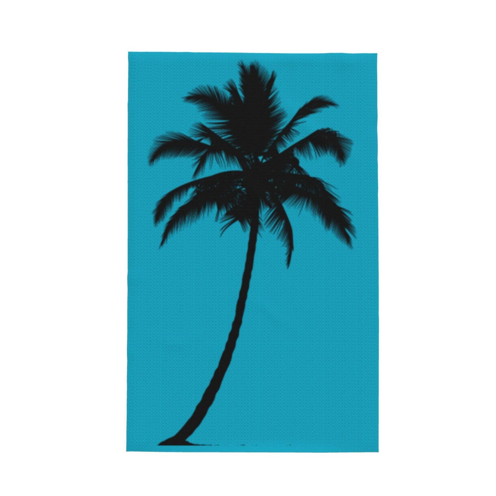 Ckgodgf Black Palm Tree Print Absorbent Waffle Dishcloths,Kitchen Towels With Hanging Loops,Tea Towels.