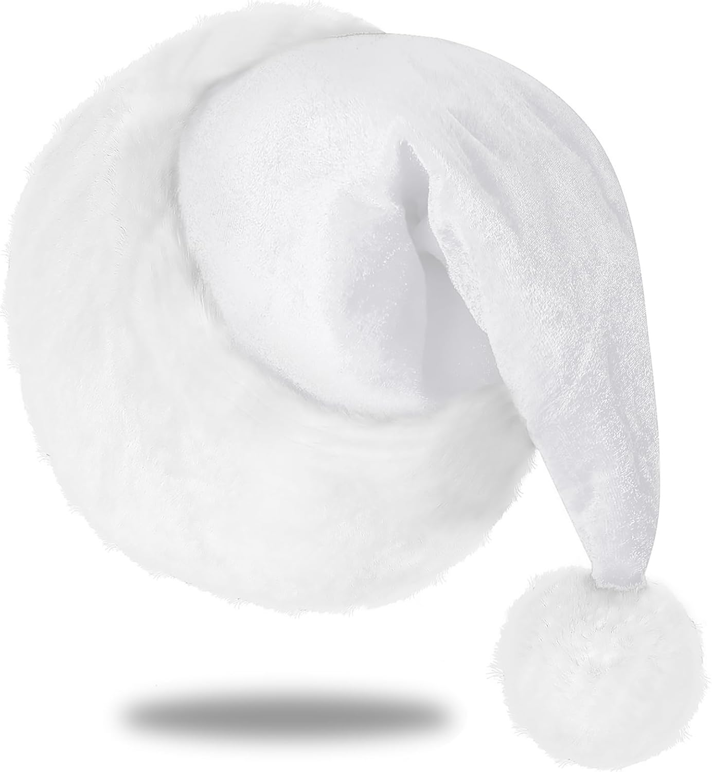 Santa Hat, Santa Hat for Adults, Unisex Velvet Comfort White Christmas Hats Extra Thicken Classic Plush for Christmas New Year Festive Holiday Party Supplies