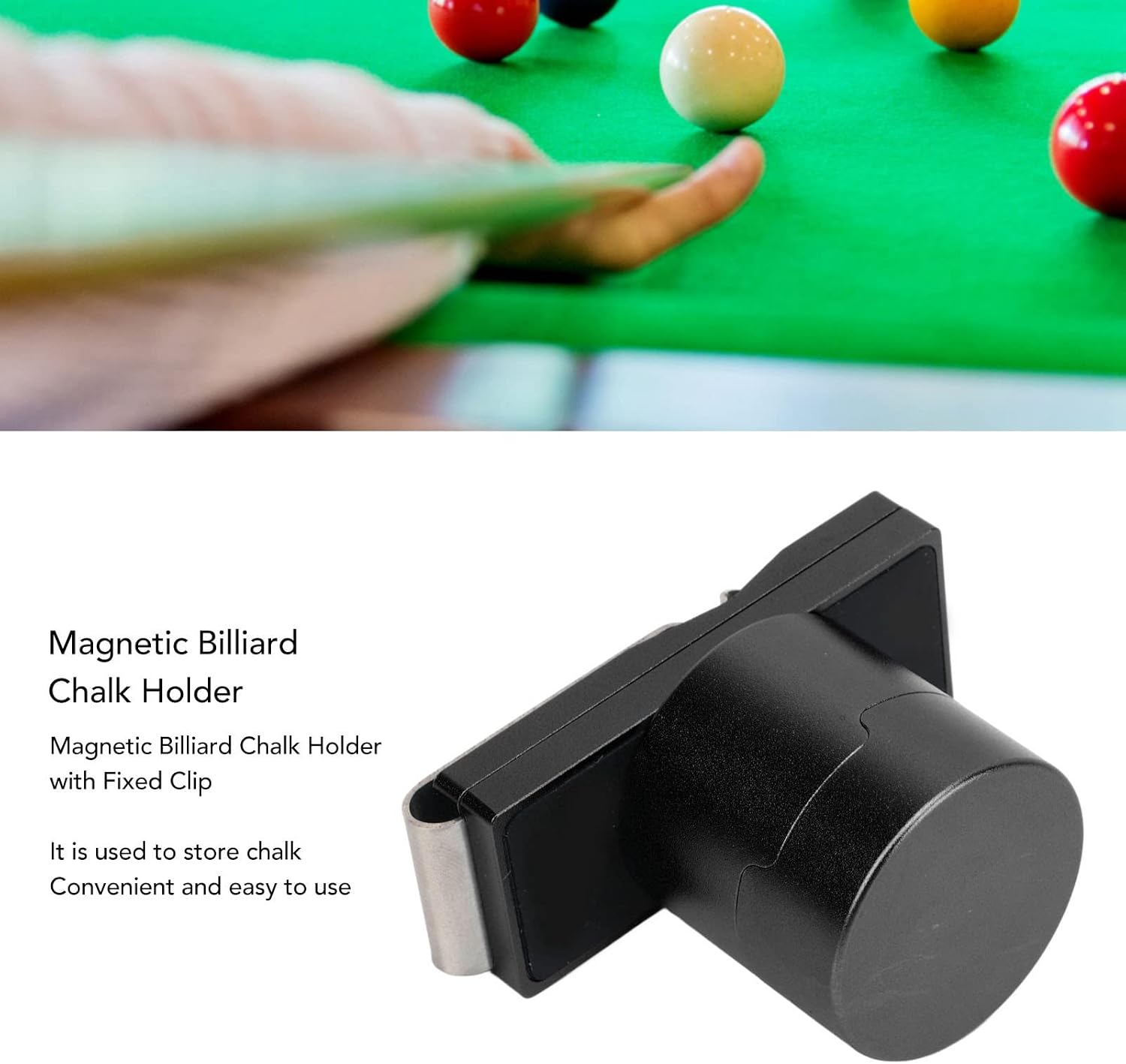 Chalk Holder Pool Billiards, Round Magnetic Pool Chalk Holder with Fixed Clamp, Aluminium Alloy Pool Cue Chalk Box with Sheet, Billiard Accessories for Home, Clubs image 3
