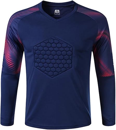 Hansber Kids Boys Soccer Goalkeeper Jersey Padded Goalie Shirts Football Training Uniform Soccer Kit Sweatshirts