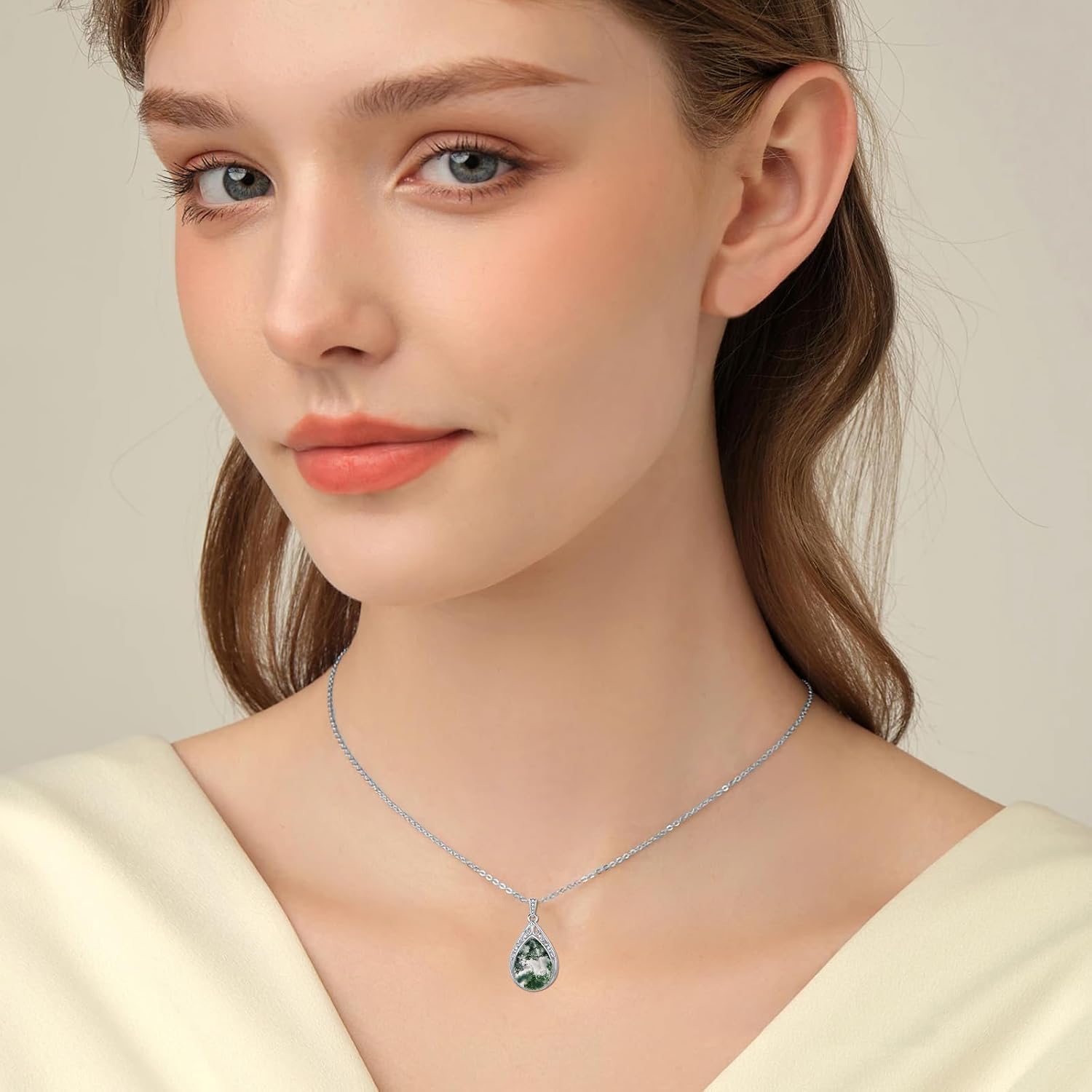 HPQQ Teardrop Necklace 925 Sterling Silver Filigree Gemstone Pendant Necklace Fine Jewelry Birthday Mother's Day Gifts for Women Her Mom - Image 2