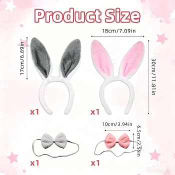 PYEUIFT 2 cerchietti con orecchie da coniglio & volpe, cerchietto per capelli, orecchie coniglio neonato, orecchie di coniglio pasquale per bambini, adulti, Pasqua, cosplay, carnaval, pasquali