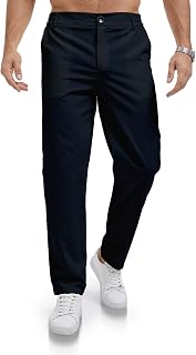 Men's Chino Trousers Stretch Summer Regular Fit Casual Trousers Plain Fit with Elas…