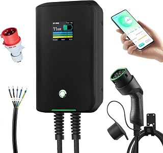 Wallbox 11KW mit app 3-Phasen EV-Ladegerät, Feste Verdrahtung & CEE-Stecker(inklusive), 400V, 6-16 A, 7,5m Kabel, geeignet für dreiphasige Elektrofahrzeuge wie den E-308 und GLB