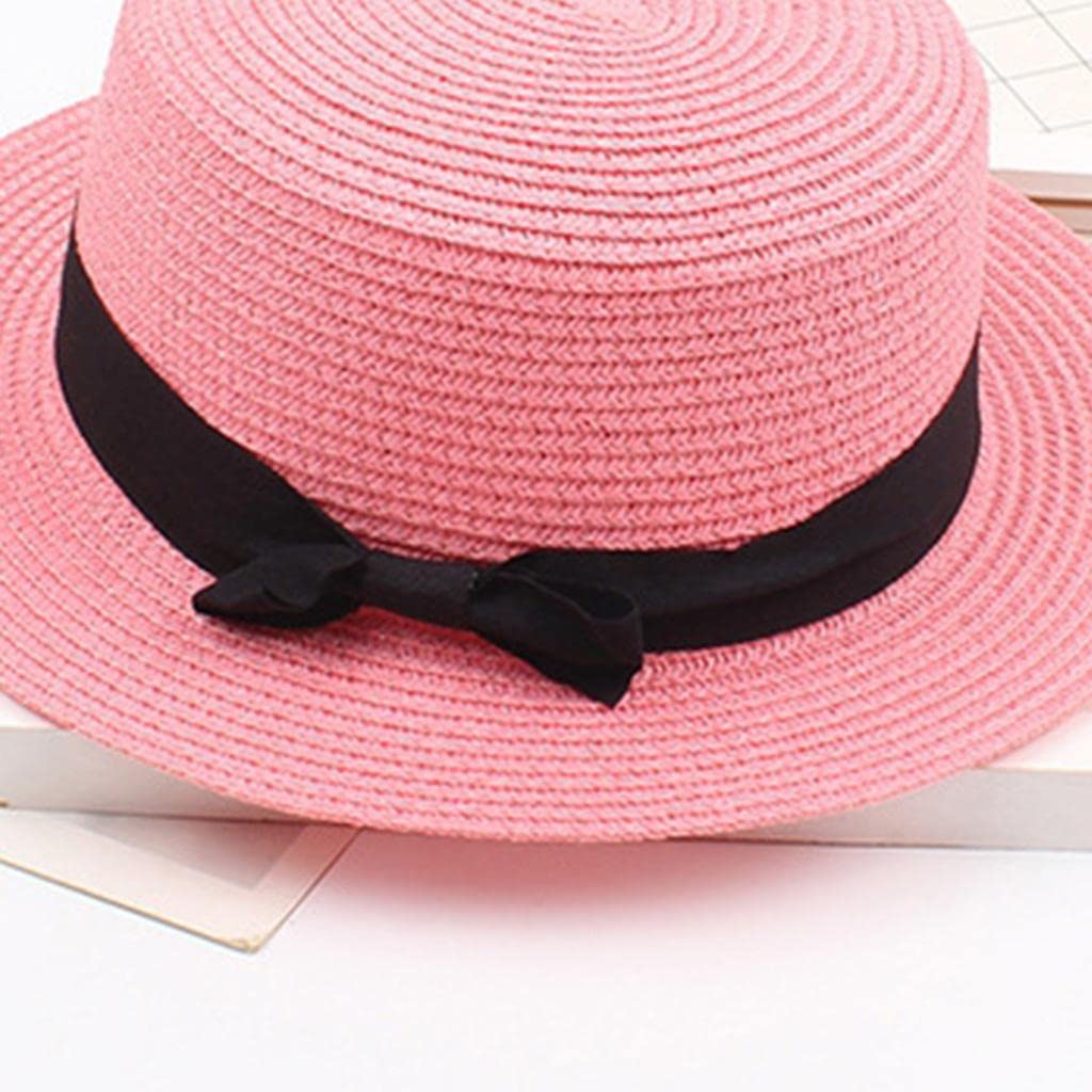 CALANDIS™ Elegant Flat Top Bow Fedora Hat Sun Hat Straw Cap  display picture 1
