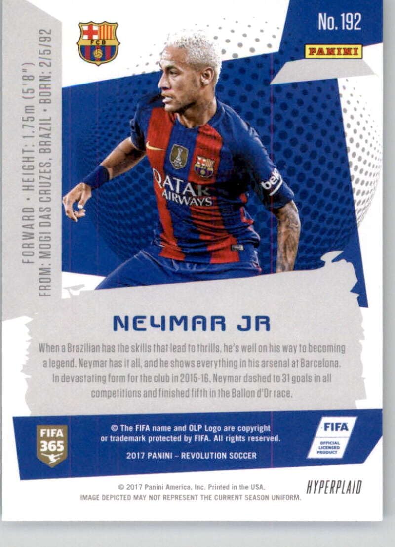 2017 Panini Revolution Hyperplaid #192 Neymar Jr FC Barcelona Official Soccer Card in Raw (NM or Better) Condition