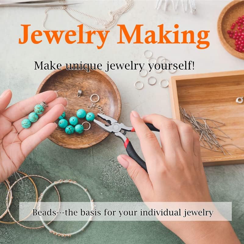 Miniatura 2 de Cuentas blancas para la fabricación de joyas, cuentas de lava blanca natural para pulseras, cuentas redondas ligeras de piedra a granel de 0.315