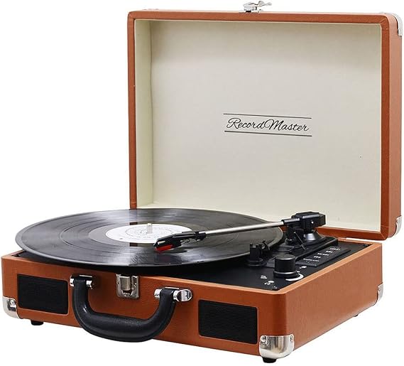 Record Master T310ch Turntable with Charging and Bluetooth Feature - 33, 45, 78 (T310CH Brown)