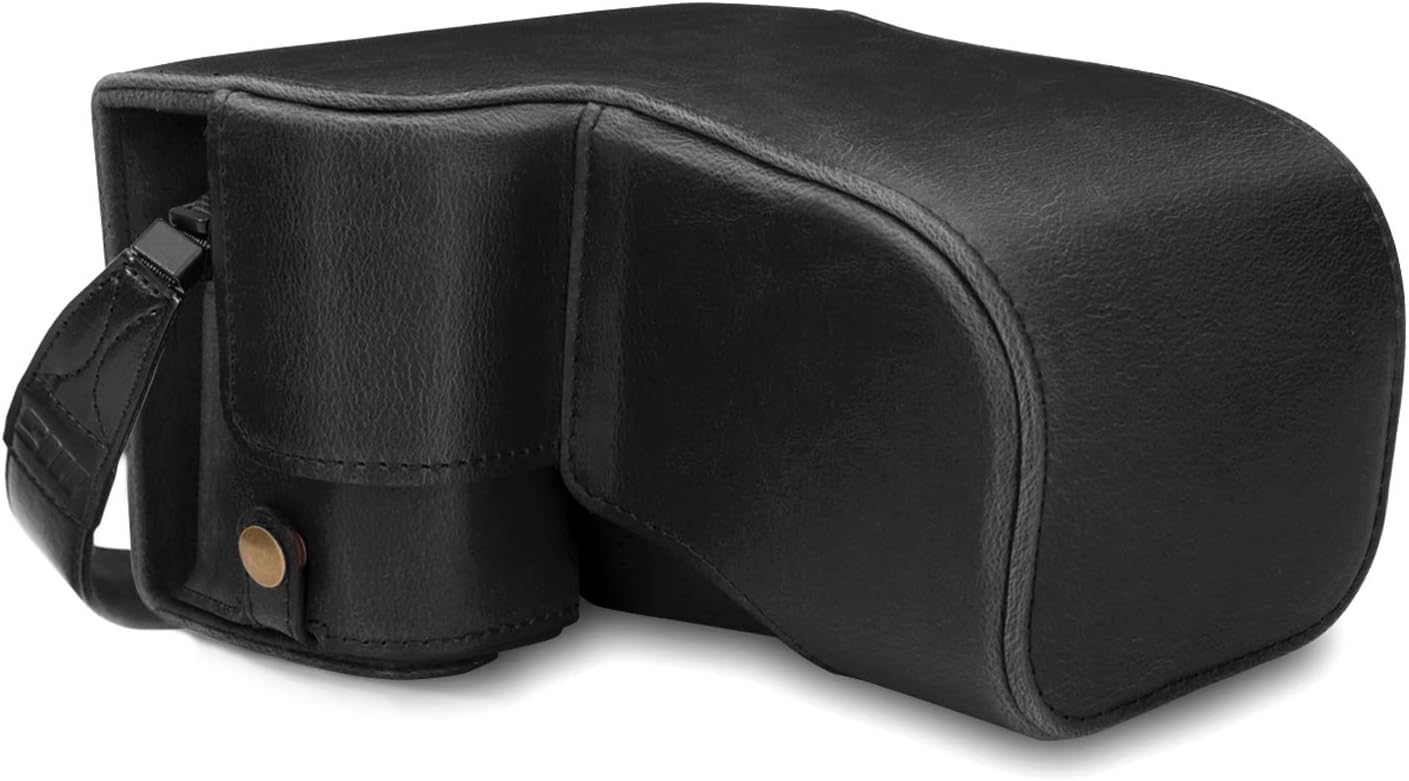 MegaGear MG1660 Ever Ready Leather Camera Case Compatible with Sony Alpha A6400 (18-135mm) - Black