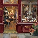 Toile encadrée avec boîte américaine Parisian Shoppe II Hageman Marilyn – Impression traditionnelle carrée de magasin de vins, scène florale, Paris Fran Floating f 24_X_24_in