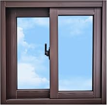 YVYKFZD Ventana Corrediza Horizontal marrón, Ventana de sótano de aluminio, Ventana de ventilación de repuesto con cerradura, Ventanas de Vidrio móviles con Pantalla y vidrio templado(WxH 39x12in/99x3
