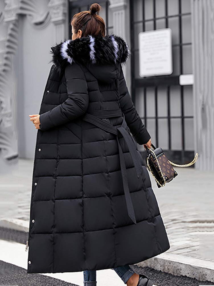 Earnmore Abrigos Mujer Chaquetas de Pluma Largo Acolchado Chaqueta con Capucha Casual Parka Slim Fit Abrigos de Invierno Largas Abrigos de Plumas para Mujer