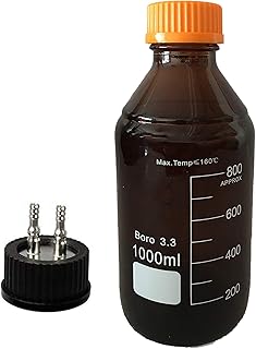 DONLAB MBJ-1002 Borosilicate Glass 100ml Amber Brown Round Media Storage Bottle with SUS 316 S-2-Through Cap GL45