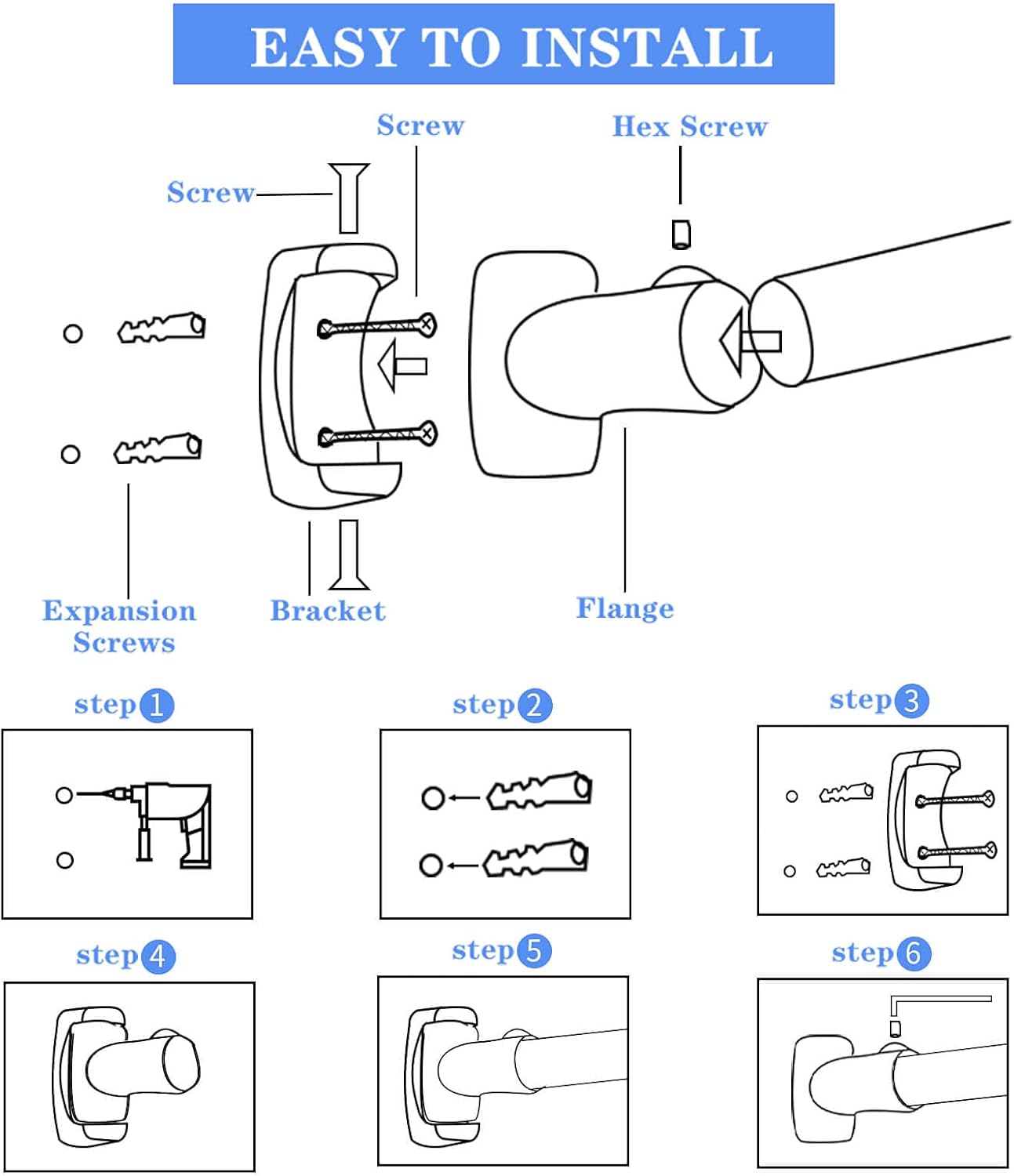 Curved Shower Rod, 45-72 Inch Shower Curtain Rod, Premium Stainless Steel, Never Rusts, Adjustable, for Bathroom, Silver, Need to Drill : Home & Kitchen