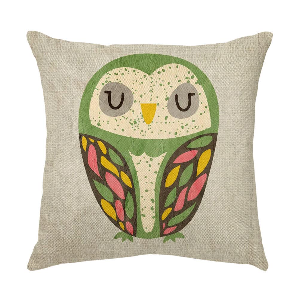 4 Piezas Funda de Almohada 65x65cm Búho De Dibujos Animados Fundas de Cojín Terciopelo Sencillo y Decorativo para Sofá Camas Dormitorio Coche Lino Cojines Throw Pillow Covers （26x26in）