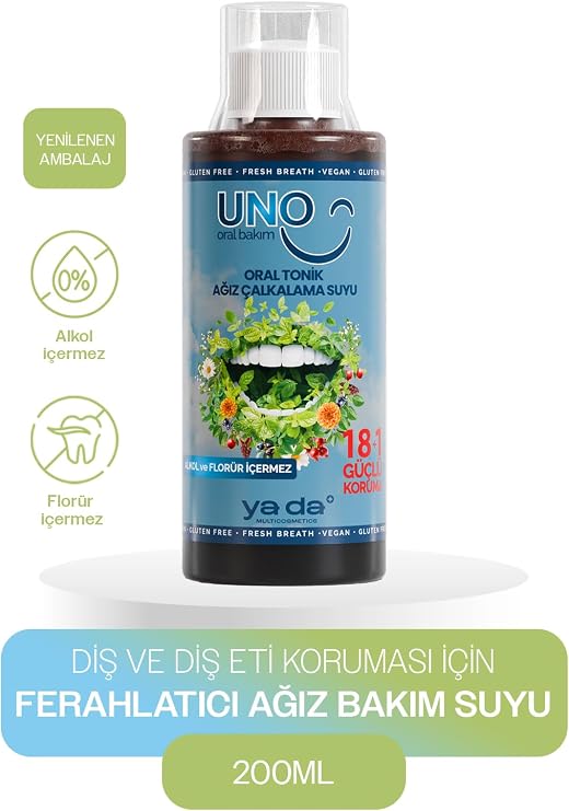 Uno Oral Tonik Ferahlatıcı Ağız Bakım Suyu, Sağlıklı Diş ve Diş Etleri İçin, 200ML