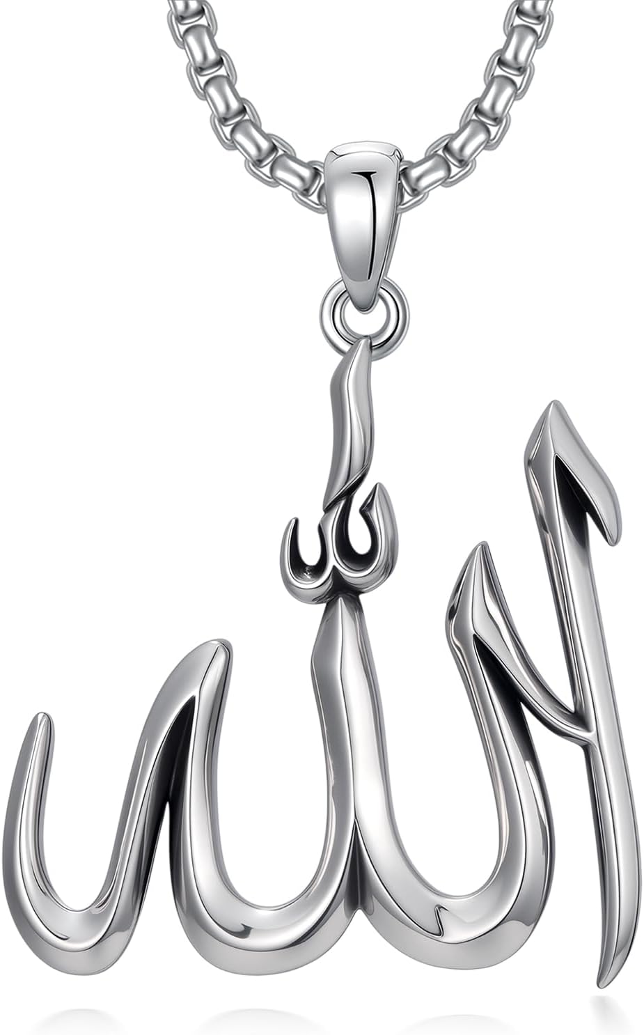 Allah Necklace 925 Sterling Silver Muslim Allah Pendant Islamic Jewelry for Men Women