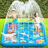 Tappetino Gioco d'Acqua Bambini, 67'/170cm Quadrato Sprinkler Splash Pad, Spruzza la Piscina Giochi...