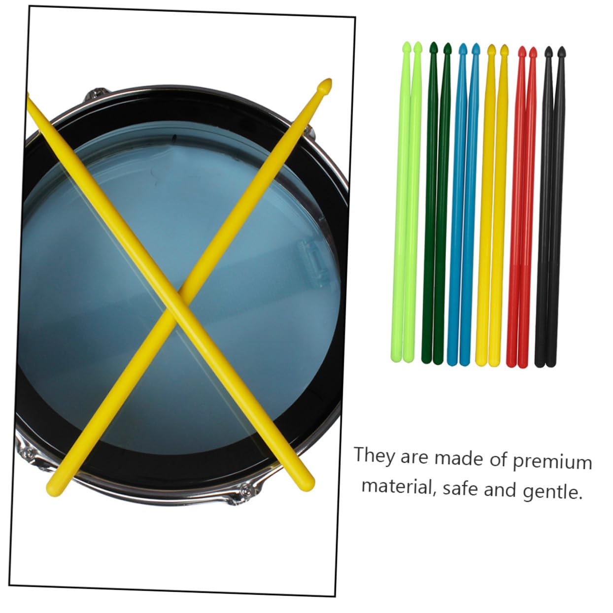 5a Nylon Drumsticks für Schlagzeug, 5 Paare, Professionelle Stöcke | Tägliches Üben und Bandauftritte, für Kinder und Anfänger, Angenehm zu Halten Zufällige Farbe