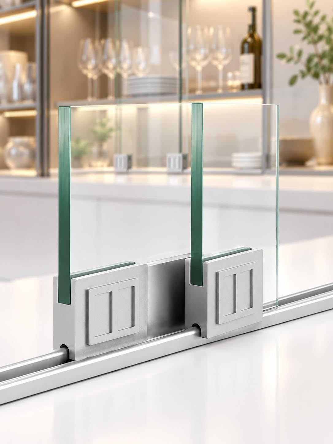 Alu Schiebetür Schienen Set für Glas 5/8mm mit Rollen