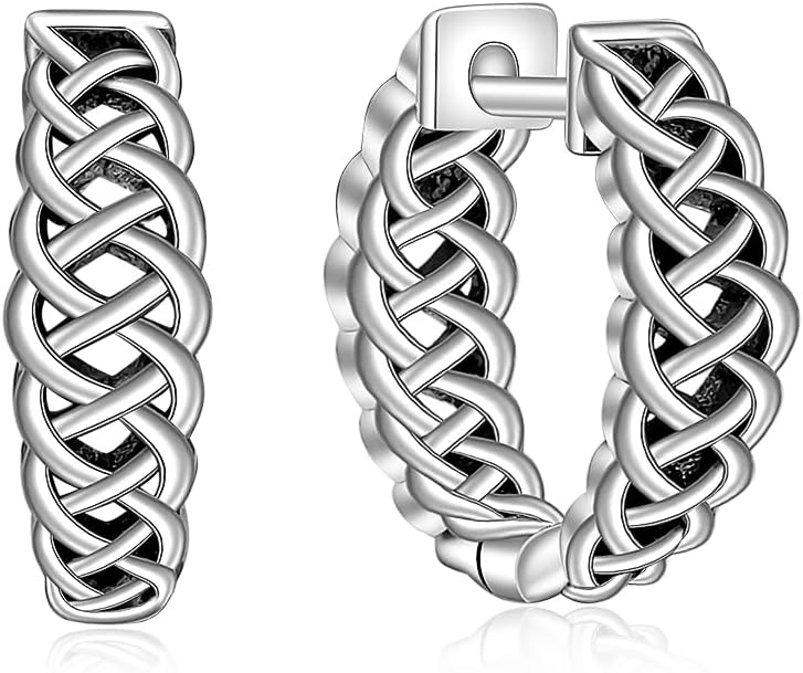 Celtic Knot Earrings Sterling Silver Celtic Earrings for Women Huggie Hoop Luck Jewelry Irish Gifts